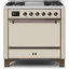 Cuisinière à double combustible 36 pouces avec 6 brûleurs scellés et plaque chauffante ILVE Majestic II Series (porte pleine)-64707955-64707951