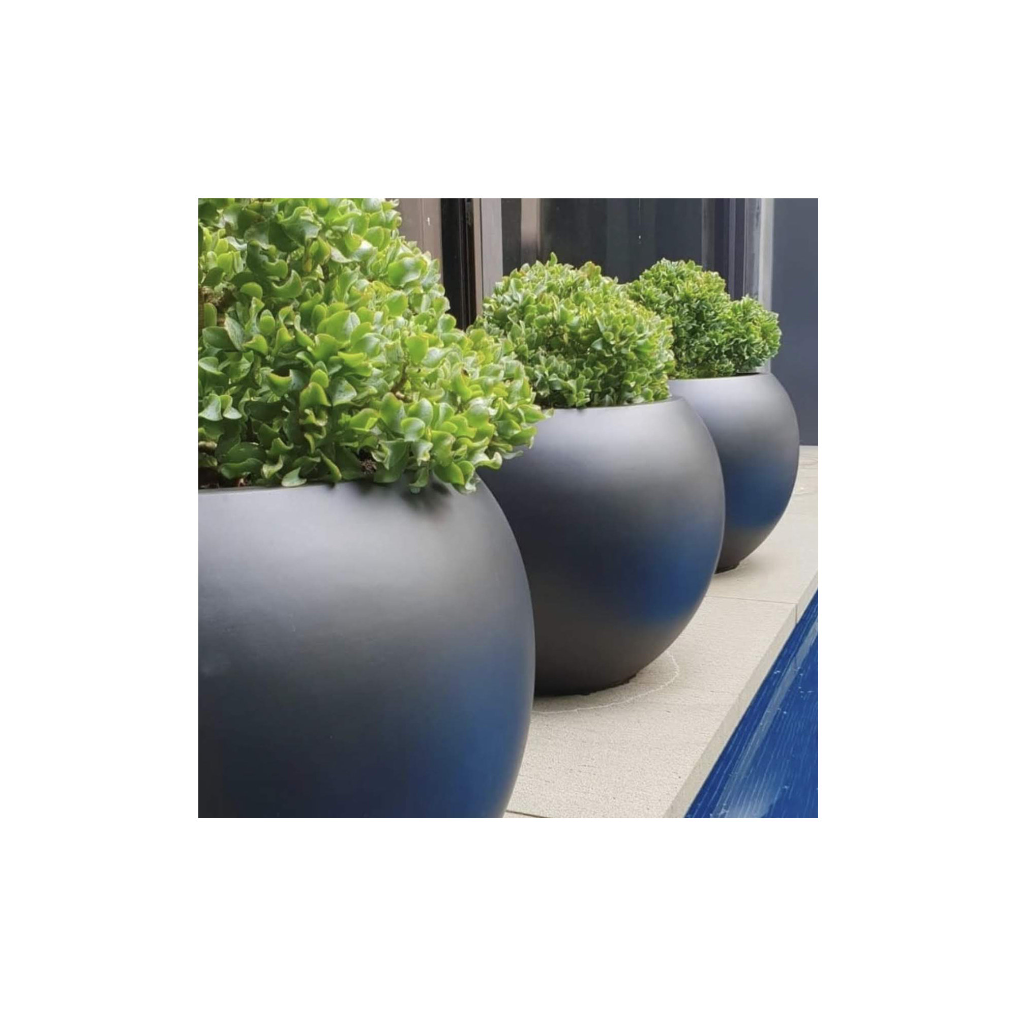 Dorlis Fiberstone Pot Planter, 10" H x 13" W x 13" D, Black