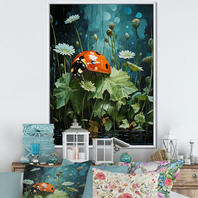 Coccinelle fleurissant jardin émeraude sur toile