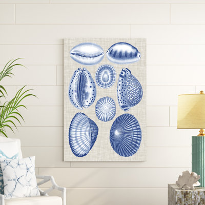 " Navy & Linen Shells I " by Vision Studio Painting Print