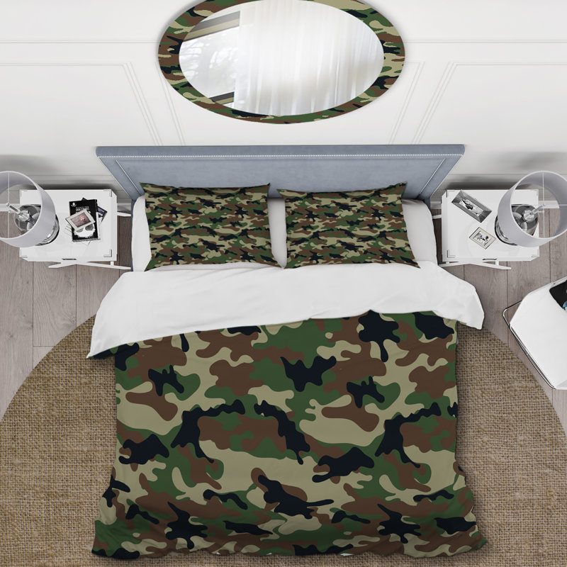 Ensemble de housse de couette en microfibre vert / brun 2 pièces