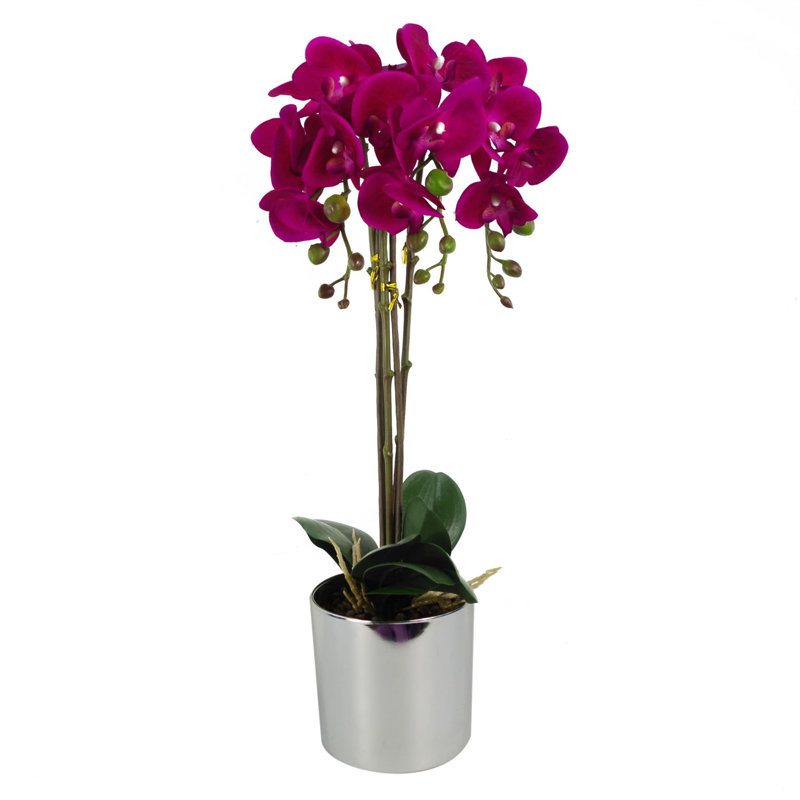 52cm Faux Plant in Pot Liner, Dark Pink