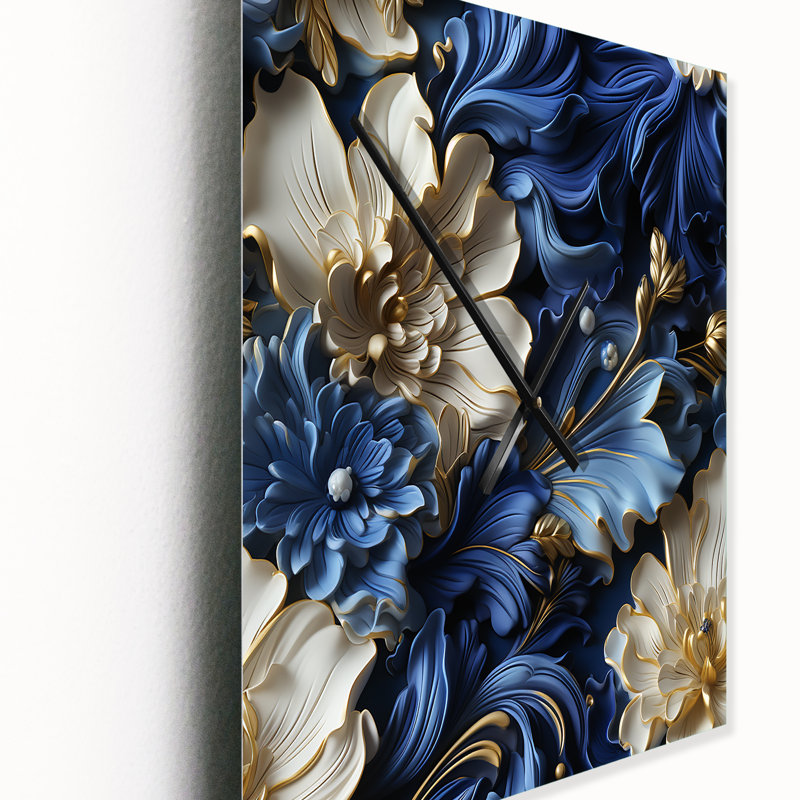 Horloge murale bleue à motif victorien baroque II, H 28 po x l 12 po x P 1 po