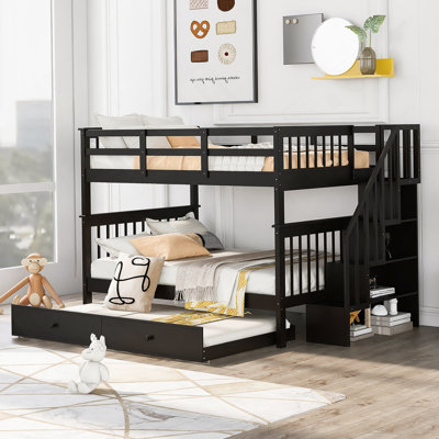 Stairwayover- Bunk Bed With  Trundlestorage And Guard Rail  Bedroomdorm OLD SKU :LPAAP