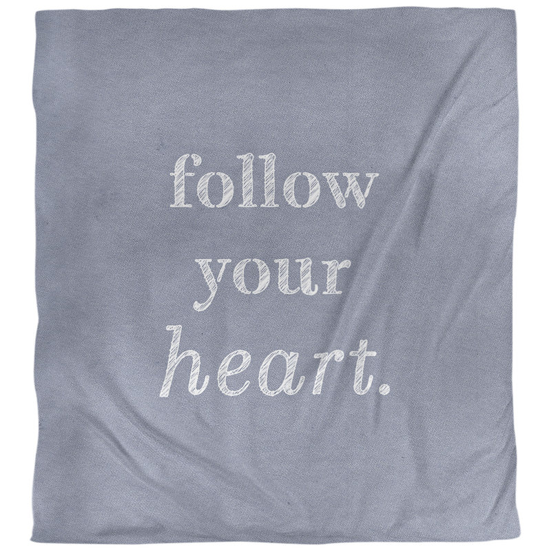 Housse de couette réversible à l’écriture quotes follow your cardiaque, Housse de couette pour grand lit, Bleu / Blanc