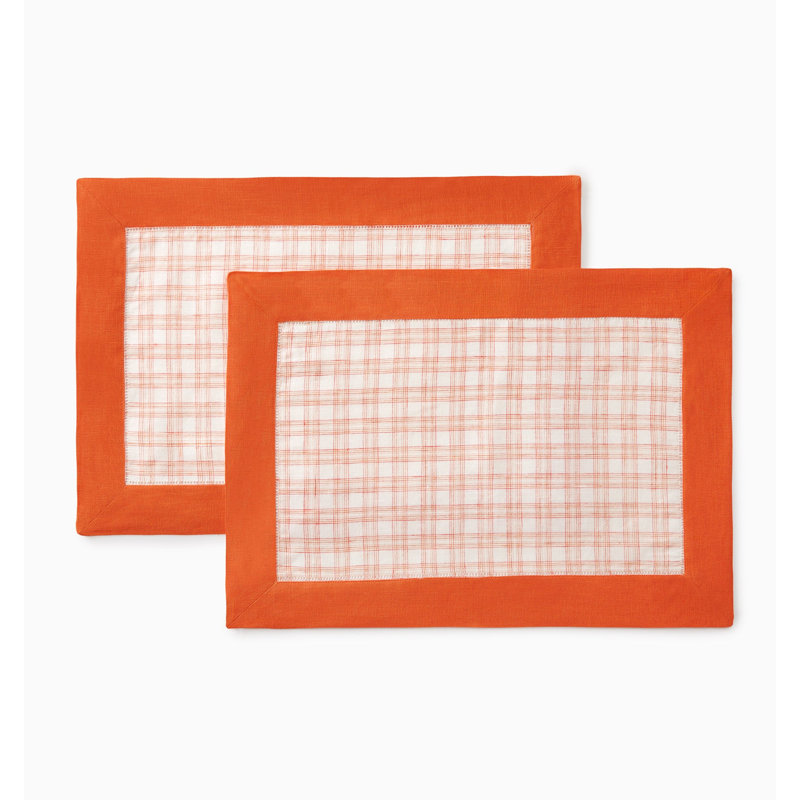 Mikela Linen Rectangle Placemats, Tangerine