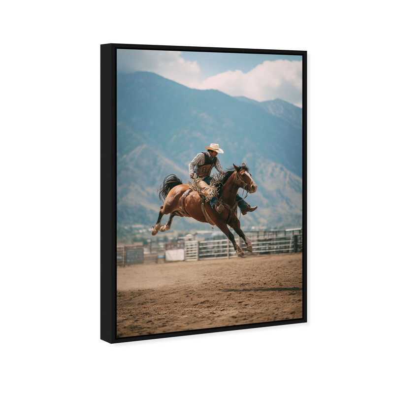 Bronc Rider Print by Oliver Gal, 37" H x 25" W, Black Floater Frame