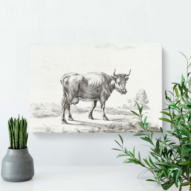 A Cow In The Meadow by Jean Bernard - Wrapped Canvas Print, 50cm H x 76cm W x 3cm D