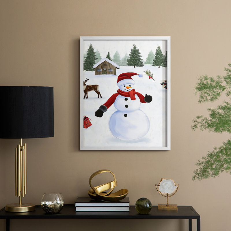 «Christmas Holiday Art» CECXCV, reproduction d'art encadrée - bois massif, H 11 po x l 9 po, Blanc