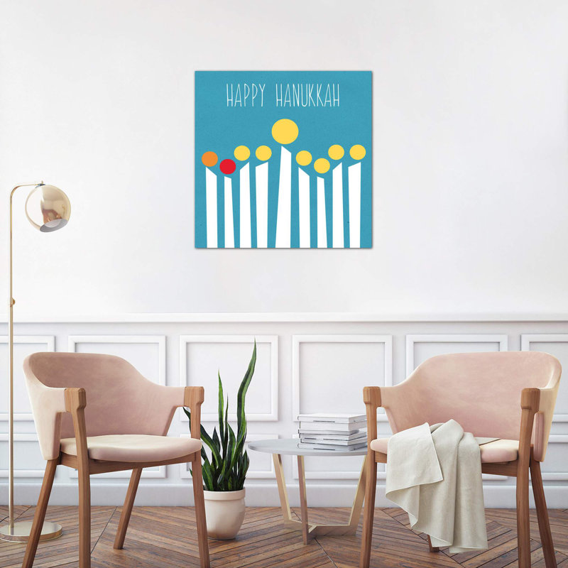 Happy Hanukkah II by Linda Woods - Wrapped Canvas Painting, 45.72 cm H x 45.72 cm W x 1.91 cm D