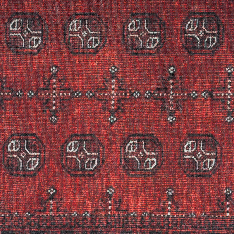 Machine Washable Red Traditional Persian Style Distressed Living Room Area Rug, Rectangle 120 x 170cm