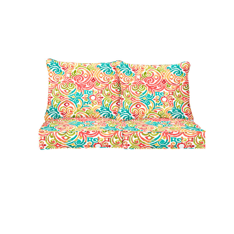 Outdoor Loveseat Pillow and Cushion Set, 23 in W x 27 in D x 5 in H, Bryant - Corinthian Dapple