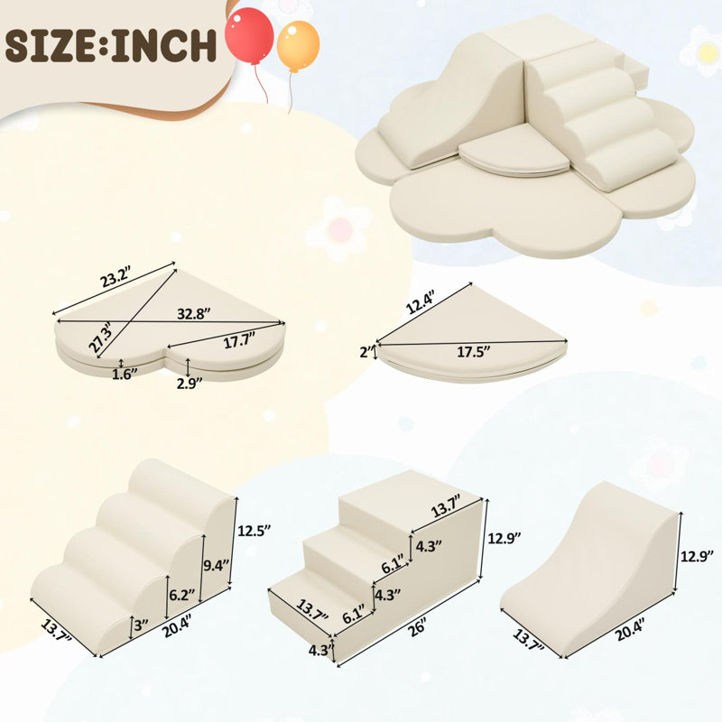 Ensemble de blocs d'escalade en mousse souple 6 pièces pour bébés, tout-petits, rampe intérieure et structure de jeu d'escalade