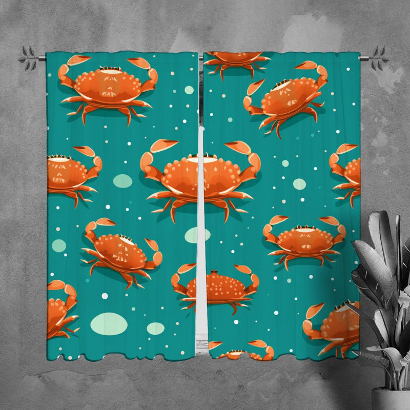 Rideaux de fenêtre en crabe vert / orange, L 20 po x L 82 po