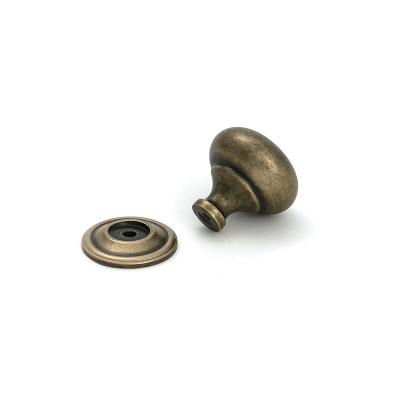 Mushroom Cabinet Knob, 1.54" Knob Diameter, Burnished Brass