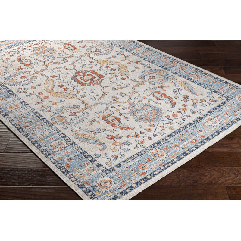 Tapis rouge / bleu marine / beige clair d'intérieur / extérieur Robert, Rectangle 6 pi 7 po x 9 pi