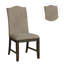 Chaises d'appoint à cadre espresso de style transitionnel avec siège rembourré, dossier et garniture cloutée en tissu gris chaud