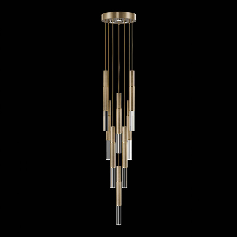 Antonia 11 - Light LED Cluster Pendant, Standard Gold Leaf/Brass