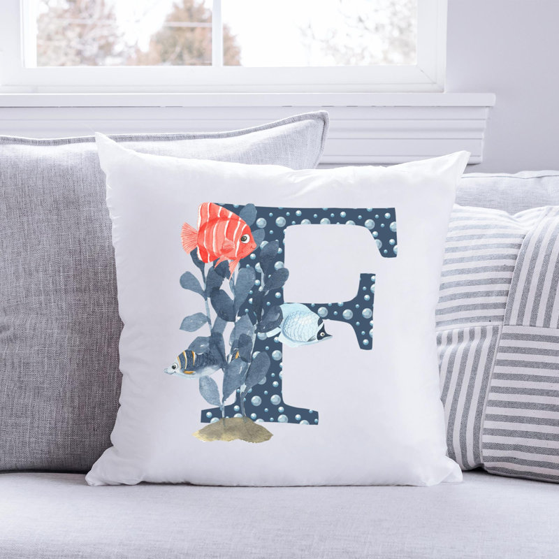 Nautical Sea Life_177 - Coussin décoratif avec coussin décoratif, H 14 po x l 14 po