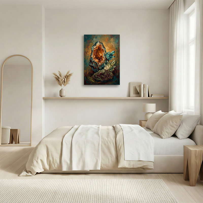 Toile orange sur fond de tourbillons, 24"H x 16"W
