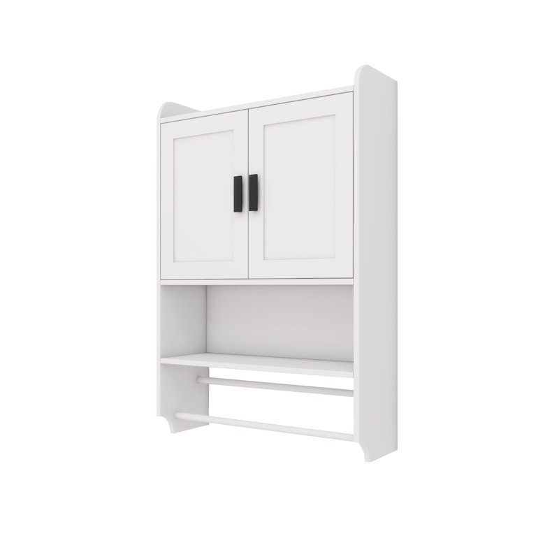 Over Toilet Bathroom Cabinet - Adjustable Shelf, Towel Bar And Paper Holder Elegant Wall, White