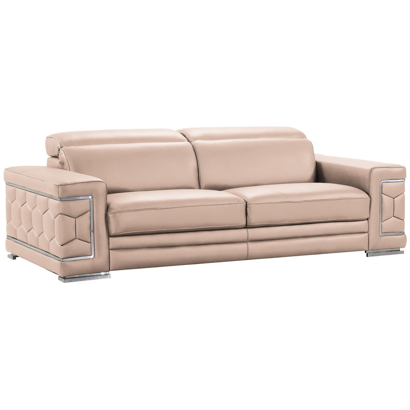 Grit Living Room Set, Beige Genuine Leather