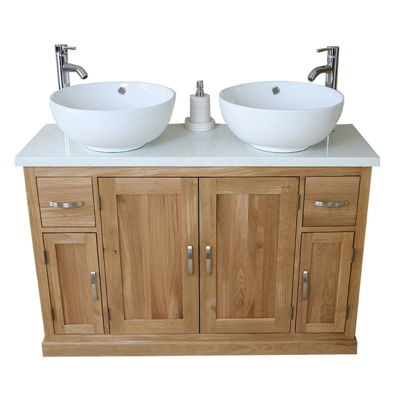 Arely 1230mm Double Bathroom Vanity with Vessel Ceramic Basin, White