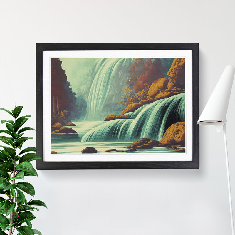 Animated Waterfall - Single Picture Frame Print, Black Framed, 46cm H x 64cm W x 2cm D
