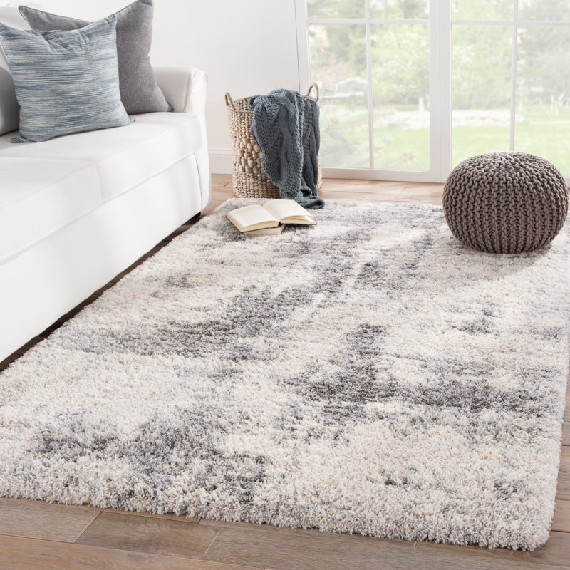 Tapis crème à poil long à motif abstrait Mccollister, Rectangle 2 pi x 3 pi