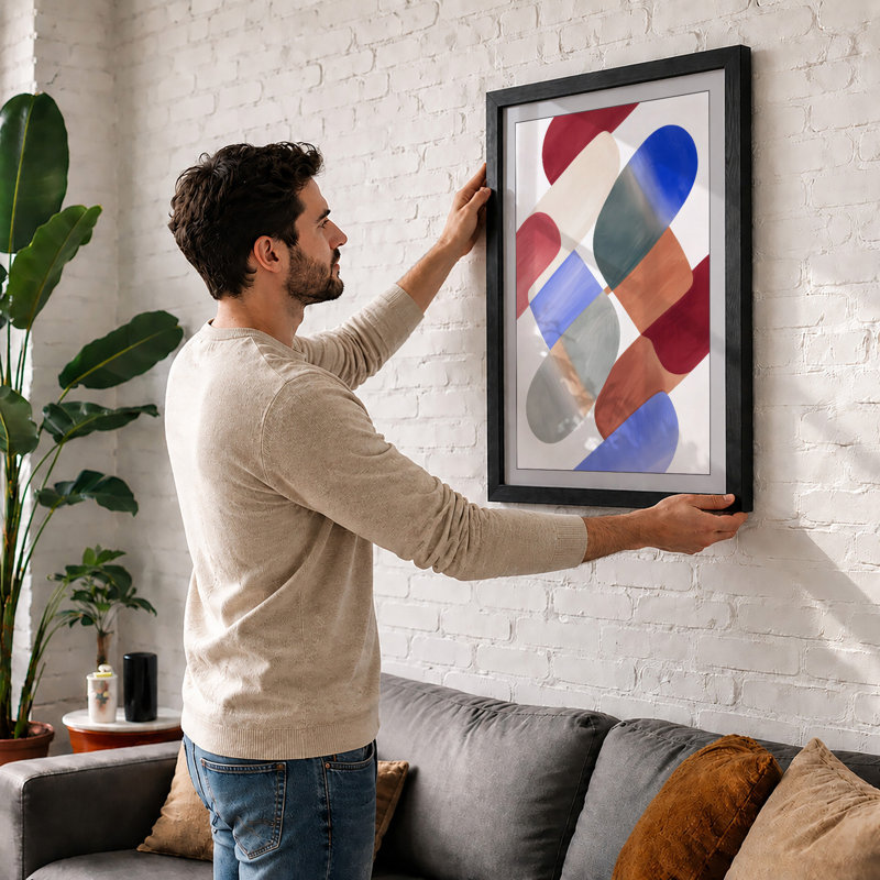 Geometric Rhythm Abstract - Framed Print, A3 - 42.0 x 29.7 cm, Black