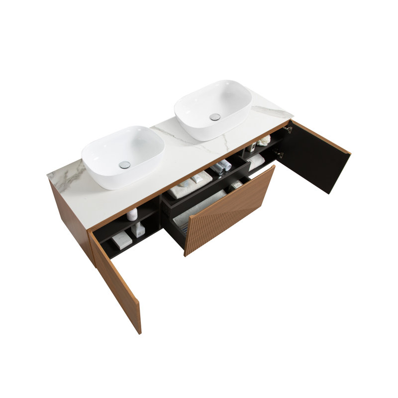Ensemble de meuble-lavabo double mural 71 po Arnasia