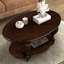 Table basse ovale de 42 po pour le salon, table basse à 2 niveaux avec tablette de rangement ouverte, assemblage facile-122510821