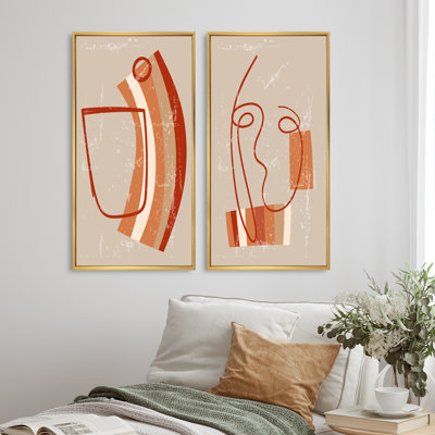 Vintage Abstract Geometrics in Vintage Colors III - 2 Piece Print Set
