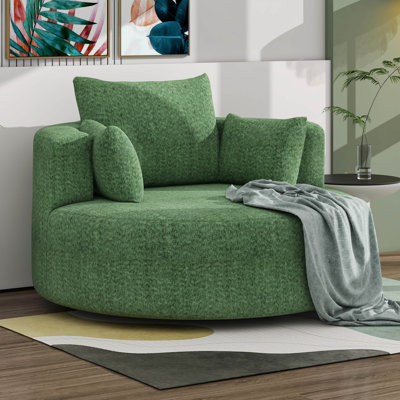 Swivel Chair Accent Barrel Chair Swivel Round Sofa Chair With 3 Removable Pillows