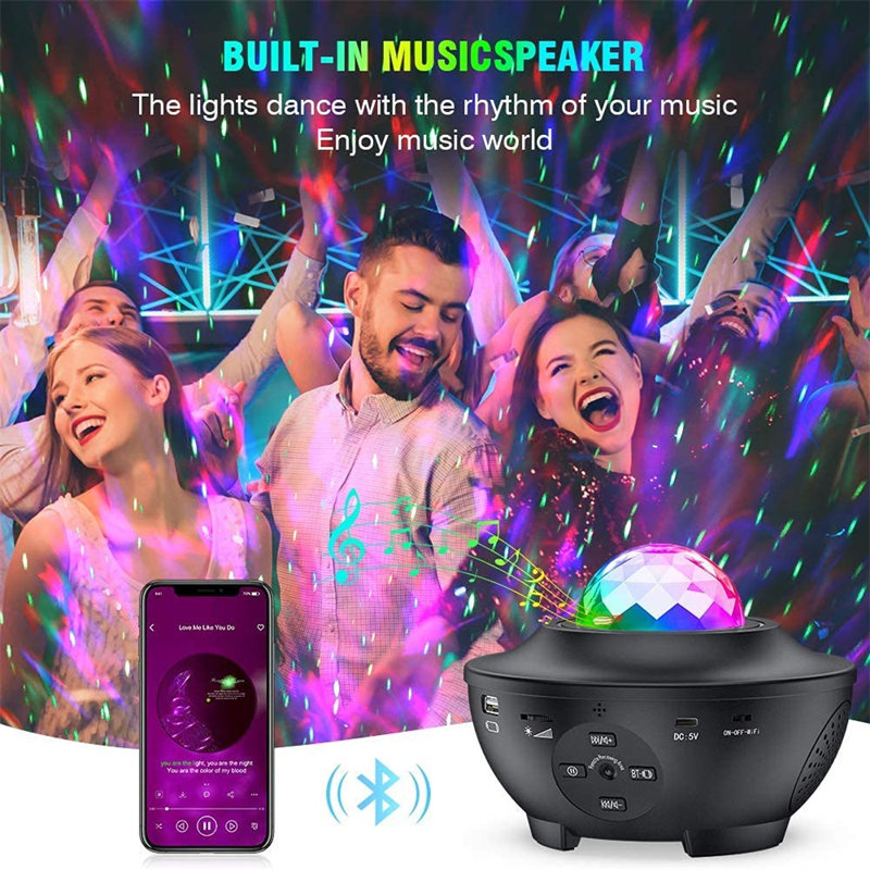 Star Projector 8 In 1 Smart Wifi Galaxy Projector Night Light Work With Alexa & Google Assistant, Ocean Star Light Projector With Smart Music Voice Remote Control For Baby Kids Bedroom Game Room