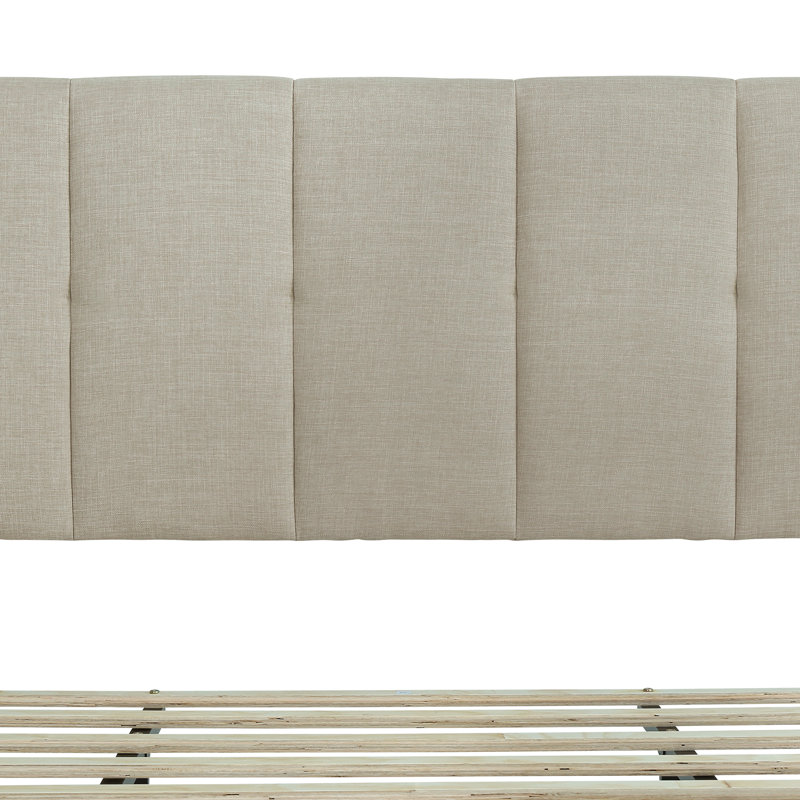 Lit plateforme à profil bas Dajai, Beige, Très grand