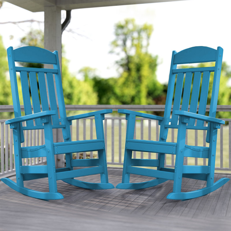 Oxing HDPE Outdoor Rocking Chair, Pacific Blue