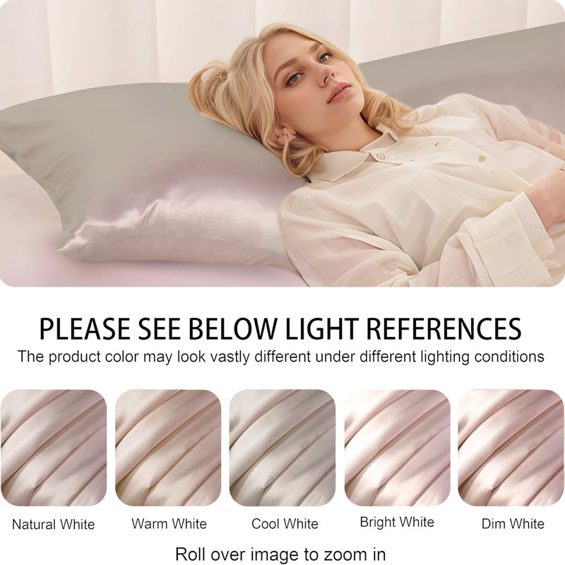Oreiller pour le corps avec housse en satin, long oreiller rafraîchissant pour le corps avec housse amovible à fermeture à glissière pour le lit, oreiller doux pour le corps pour les adultes