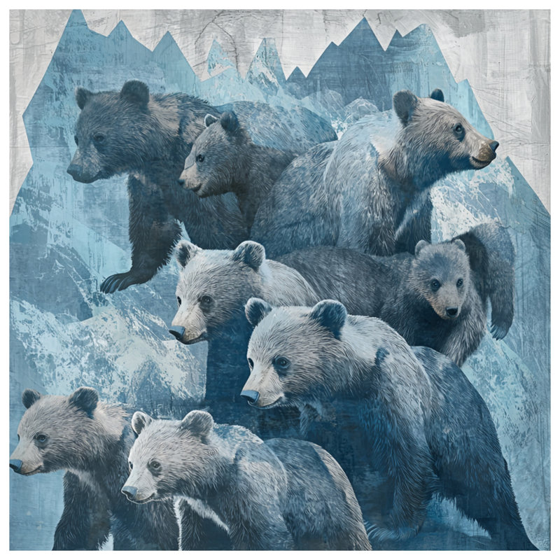 Bears In Mountain Landscape Bedding, Lit simple