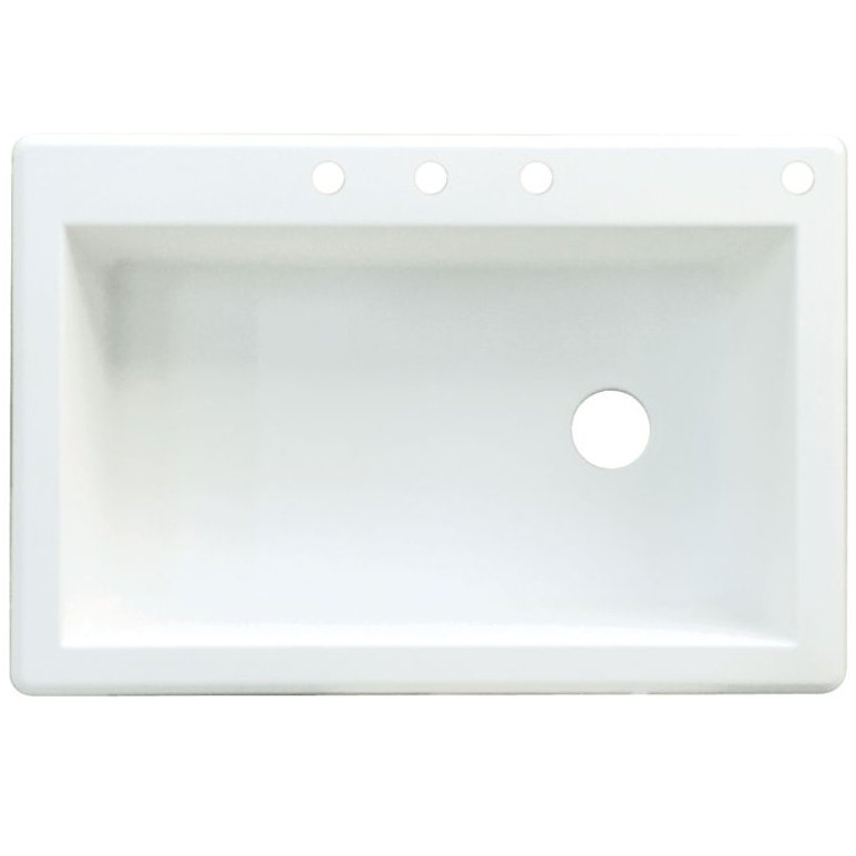 Radius 33 " L Drop-In Single Bowl Granite Kitchen Sink, 4 hole, White