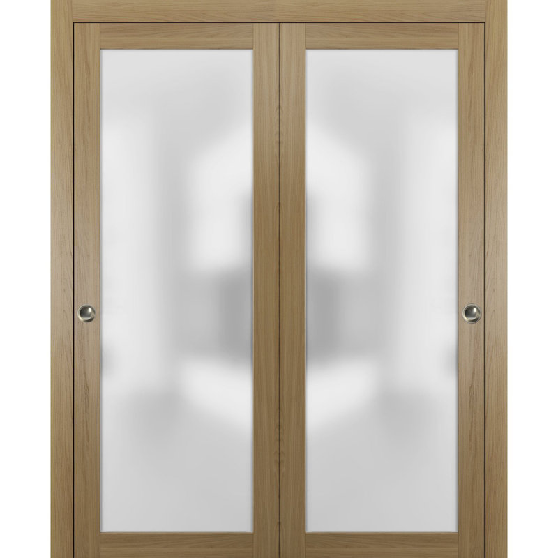 Portes coulissantes en verre givré Planum, Frêne miel, 84 po x 96 po