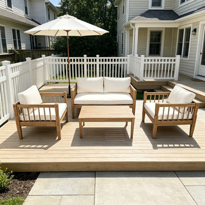 4-Piece Patio Furniture Set, Outdoor Furniture with coffee table, Patio Conversation Set Deep Seating with Thick Cushion for Backyard Porch Balcony