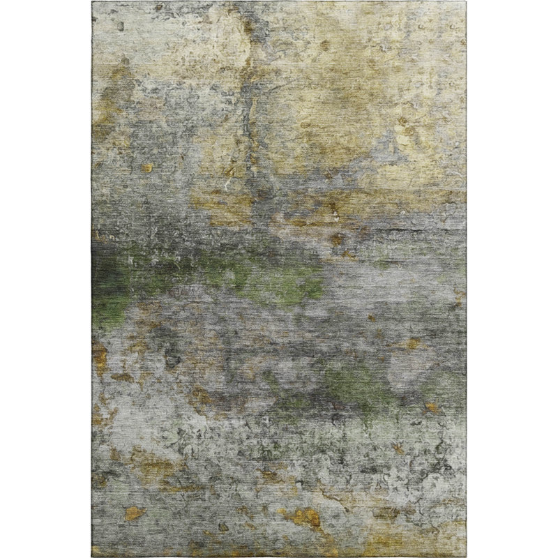 Tapis abstrait lavable à la machine de qualité supérieure Mayfield AMF2100, Blé, 2 pi 6 po x 3 pi 10 po