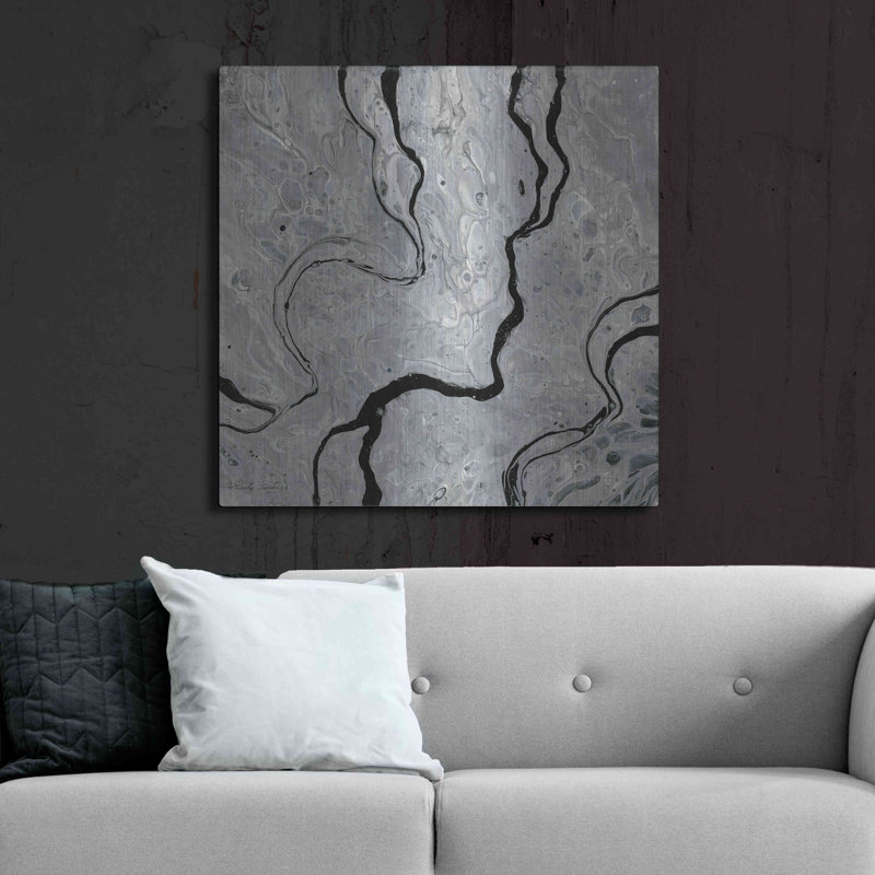Red Barrel Studio® «Abstract in Grey IV» par Cindy Jacobs, art mural en métal, H 36 po x l 36 po