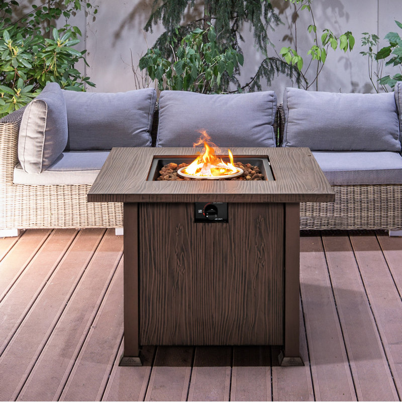 Table de foyer d'extérieur au propane en acier inoxydable H 25,5 po x l 32 po Donnye