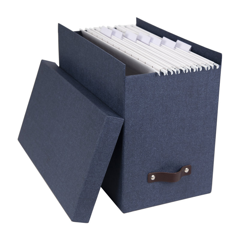 John Desktop File Box for Hanging File, Canvas Blue