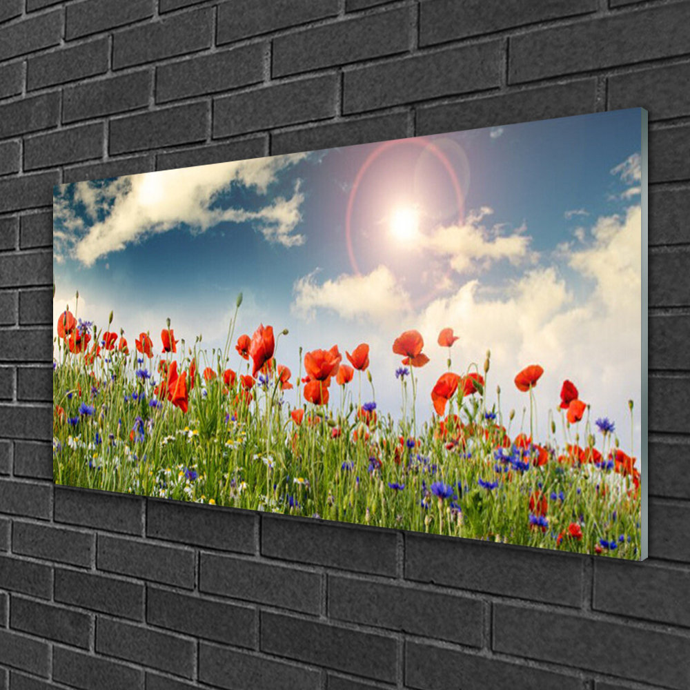 Glasbild Wiese Blumen Natur