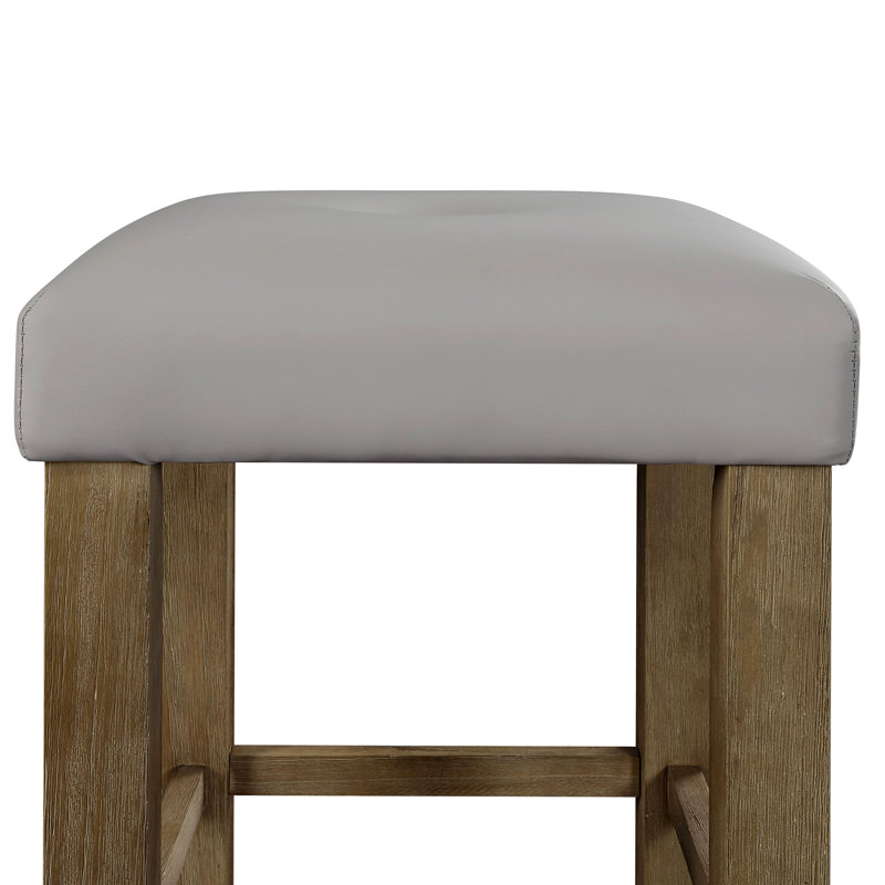 Tabouret à hauteur de comptoir en cuir synthétique gris et chêne (ensemble de 2)
