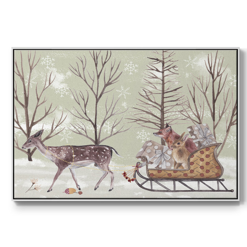 Christmas Time II, toile tendue avec châssis, H 27 po x l 41 po x P 2 po, Toile avec cadre blanc