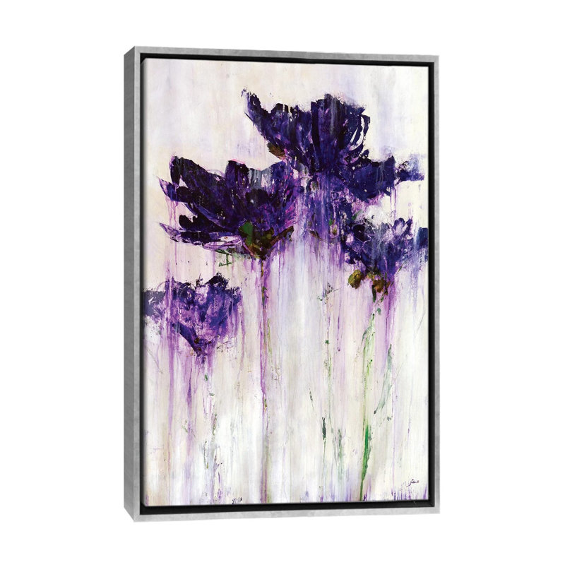 Reproduction d’art, "floral Fountain" par Julian Spencer, H 26 po x l 18 po x 1,5 po, Toile avec cadre argenté, Pas de tapis